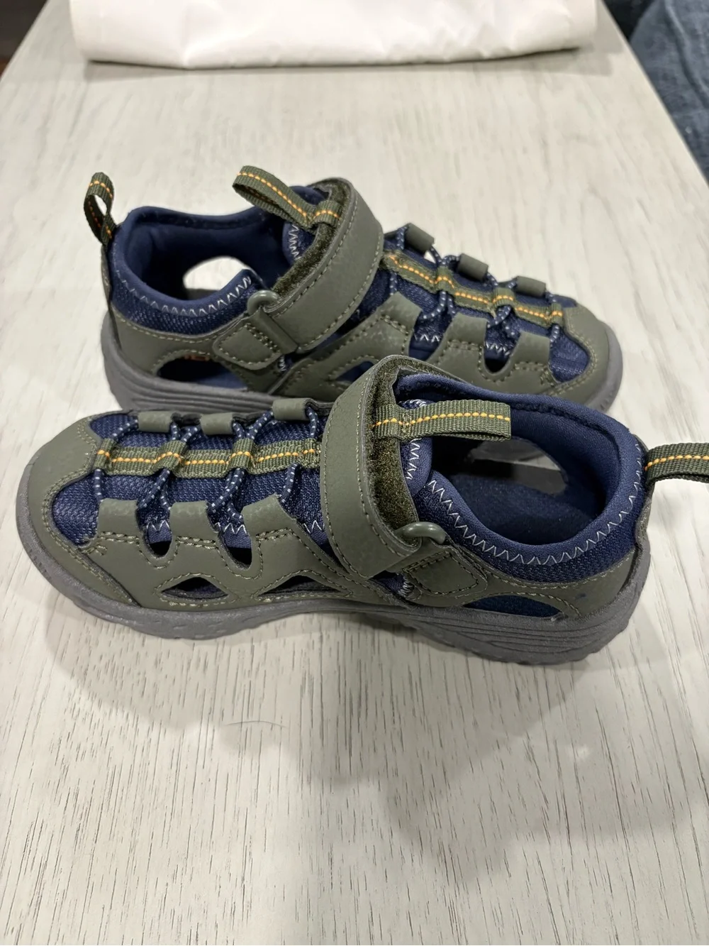 Merrell Kids Olive and Navy Hook-and-Loop Sport Sandals